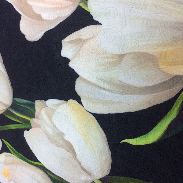 Tulips Design Printed Garment/ Home Textile Jacquard Fabric