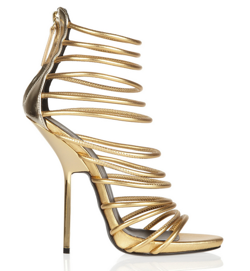 Fashion Gold Multi Strap High Heel Shoes for Women (HS07-20)