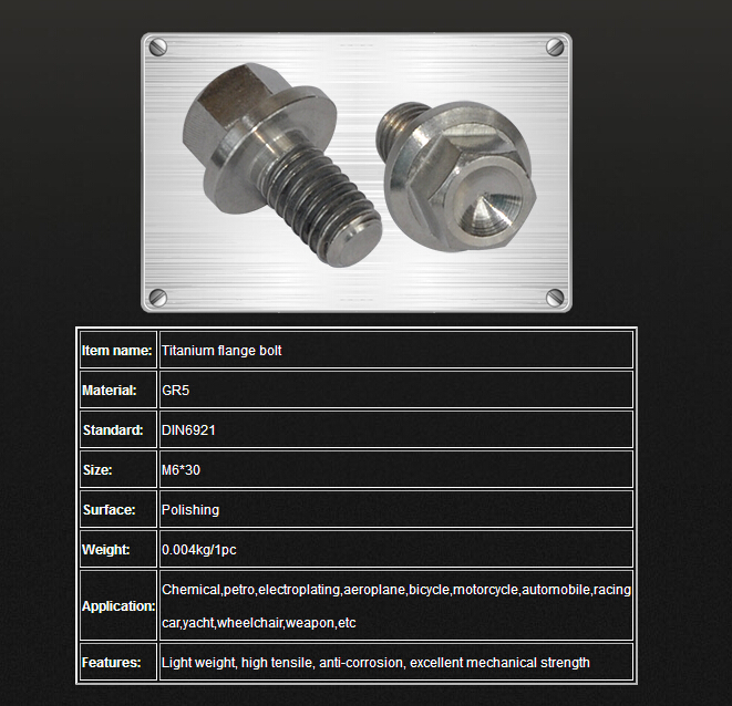 M6*30 Titanium Flange Bolt for Bicycle & Motorcycle