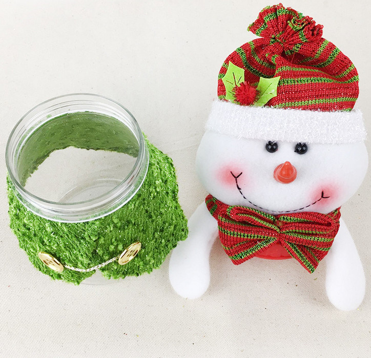 OEM Plastic Christmas Storage Jar with Snowman Lid for Gift