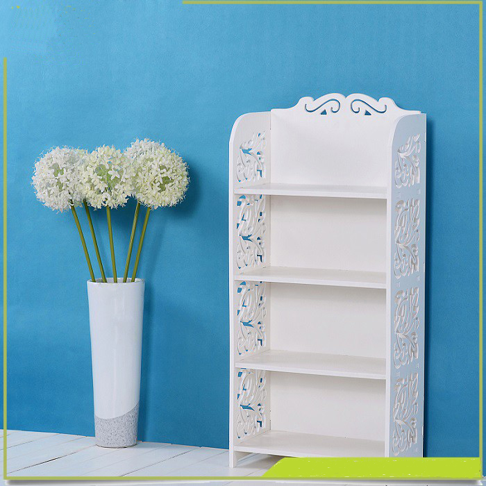 White Four Layers Small Book Shelf, Similar to The Material of Wood Plastic Shelf