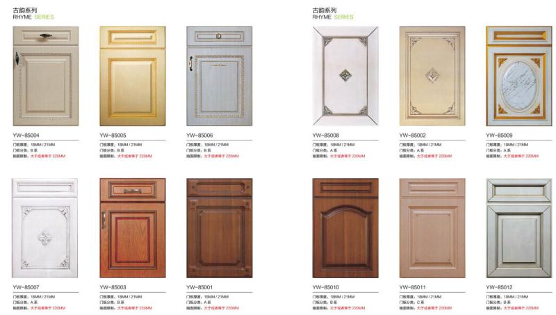 18mm Carved PVC Moulded Kitchen Cabinet Door in Matt Surface (ZHUV)