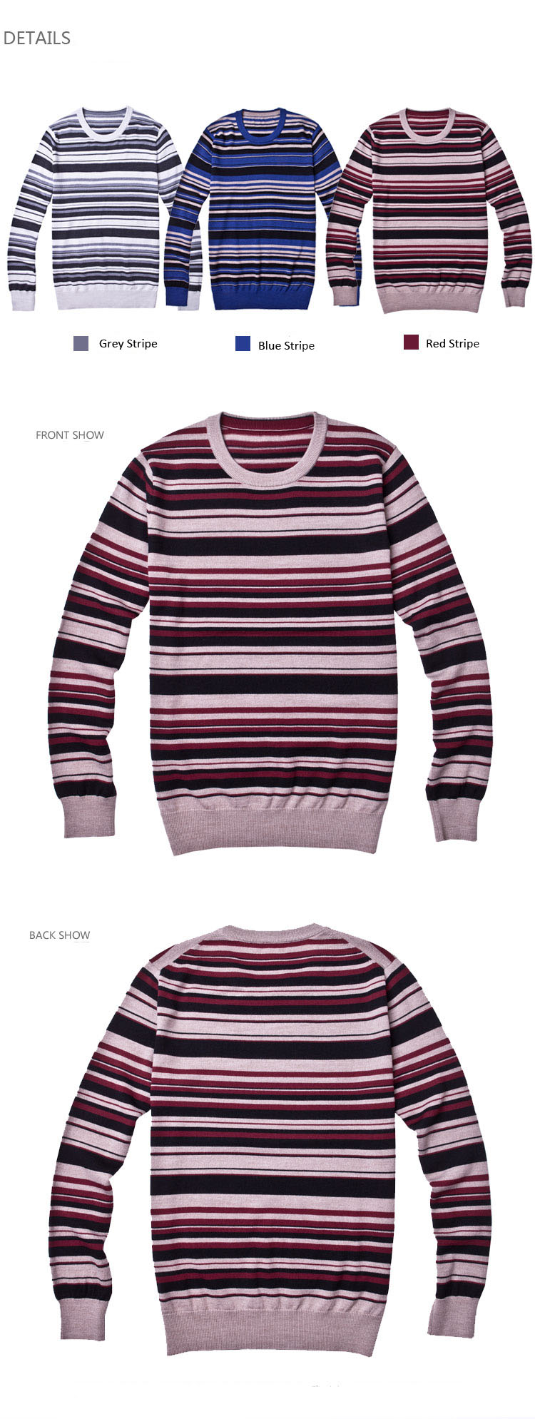 ODM Striped Wool Acrylic Pullover Man Sweater