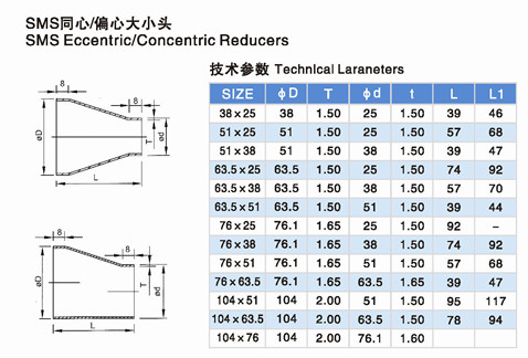 Sanitary Stainless Steel Pipe Fitting Welding Eccentricity Reducer