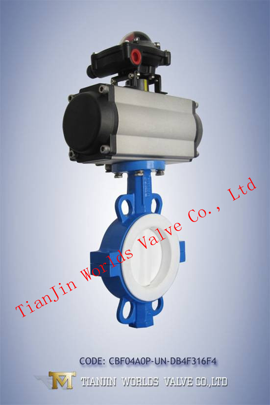 Penumatic PTFE Coated Wafer Butterfly Valve