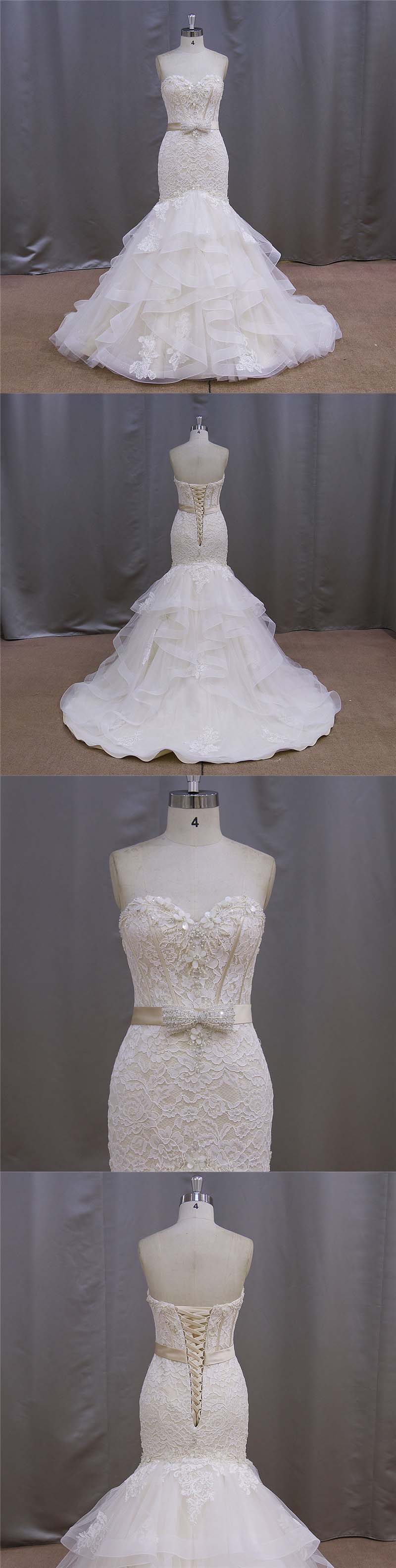 Mermaid Sleeveless Sweetheart Crstal Beaded Wedding Dress