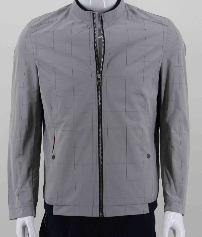 Check Pattern Memory Fabric for Woven Mens Bomber Jacket