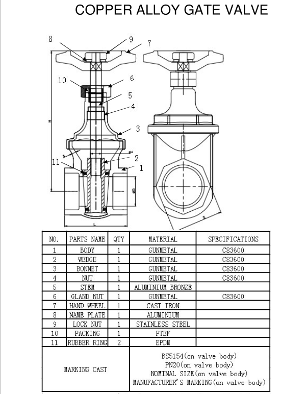 Bronze Gate Valve BS5154