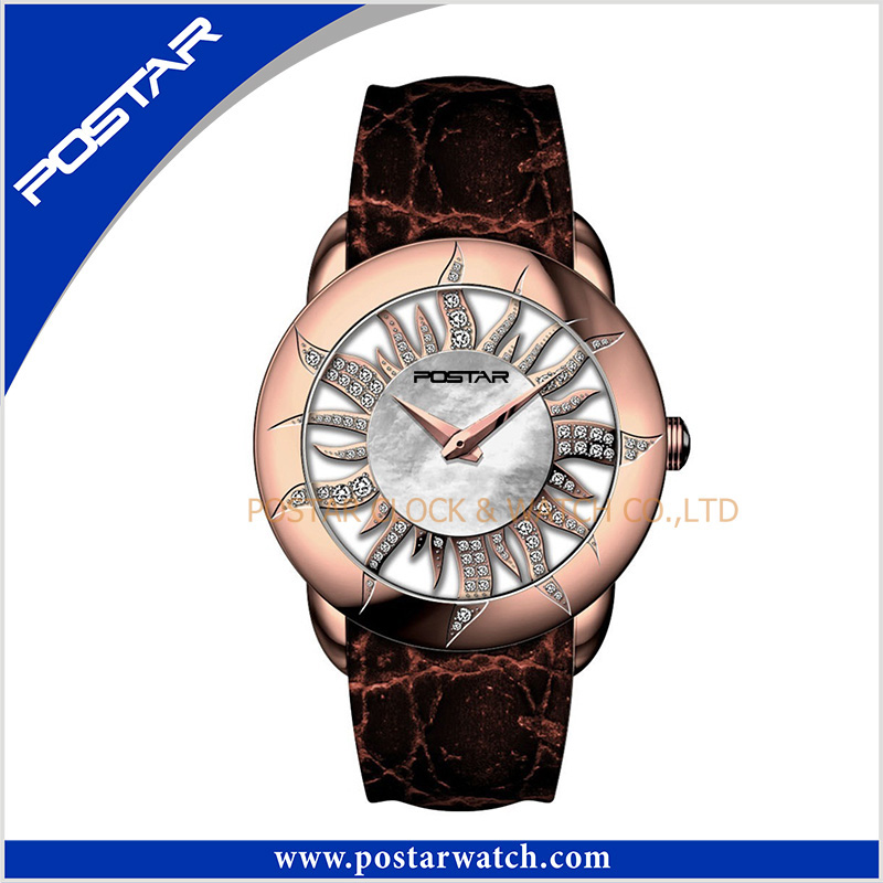 Sun Flower Fashion Ladies Stainless Steeel Quartz Watch with Swiss Movement