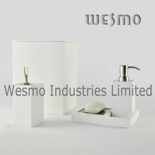 White Washed Finish Bamboo Bath Set (WBB0301D plus waste bin)