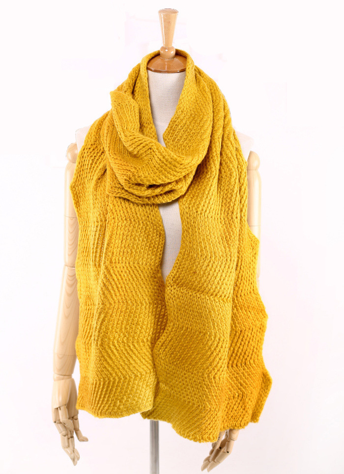 Womens Unisex Winter Warm Wave Uneven Knitting Heavy Knitted Scarf (SK160)