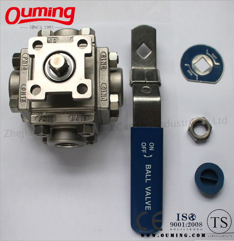 Four Way Threaded End Ball Valve with Mouting Pad