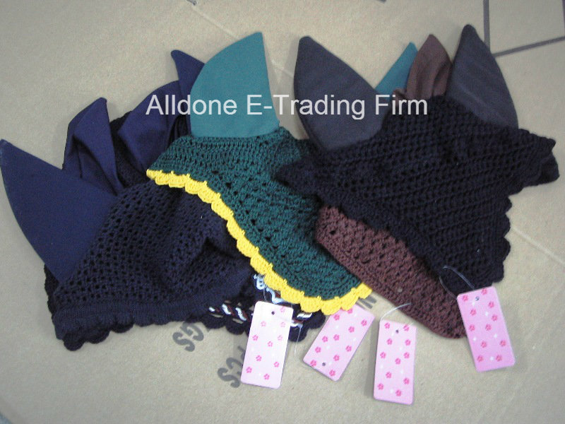 Custom Hand Crochet Horse Fly Ear Bonnet Mask Veils
