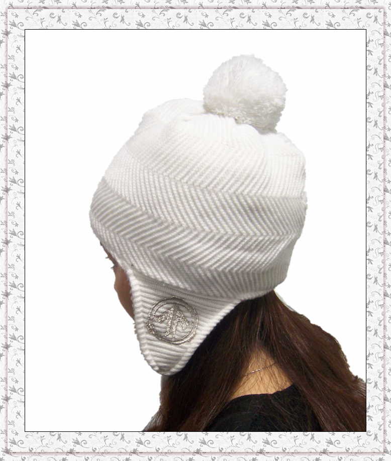 6 Sewing Line Earflap Knitted Beanie Hat with Fleece Inside (1-3556)