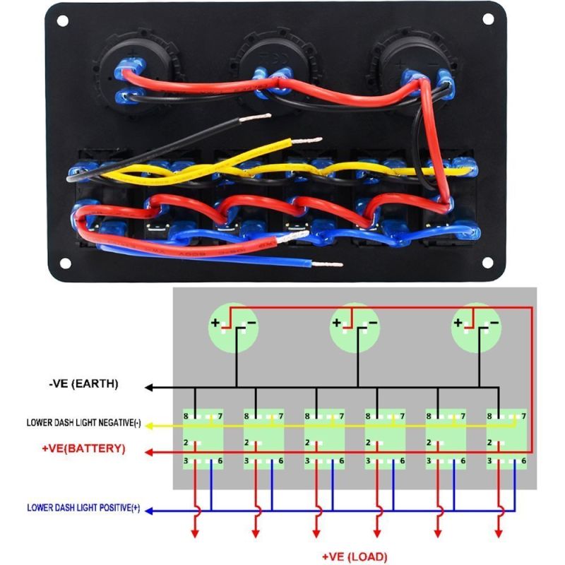 Triple Function Dual USB Charger + Blue LED Voltmeter + 12V Outlet Socket Panel