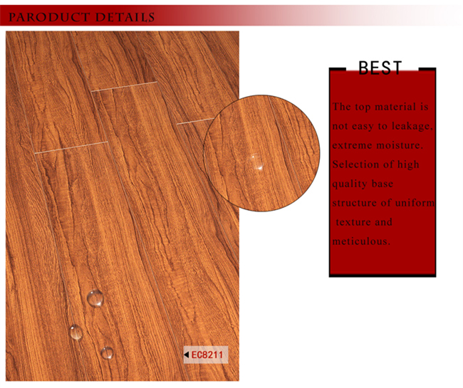 8.3mm Vinyl HDF Embossed Walnut U-Grooved Laminated Wood Wooden Flooring