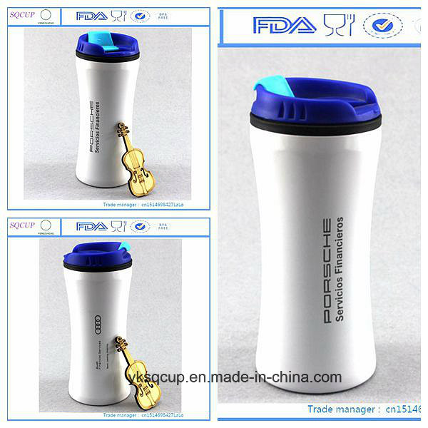 16oz Stainless Steel Outer and Plastic Inner Auto Mug Flask or Tumbler with Custom Logo and Painting