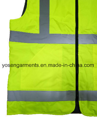 Adult's Waterproof Padding Padded Reflective Safety Clothing Body Warmer Reversable Vest