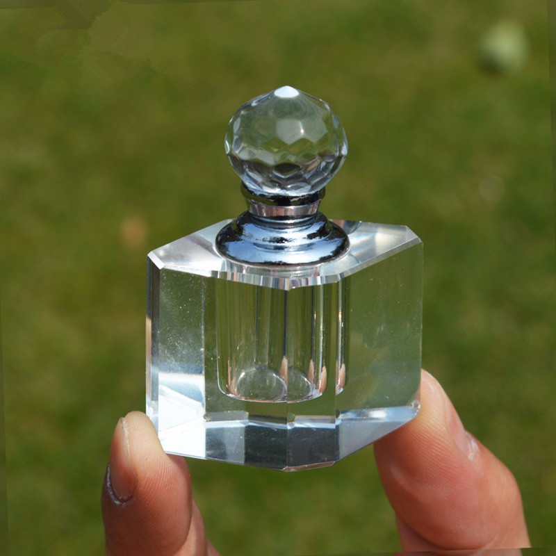 Transparent Crystal Simple Perfume Bottle Cut Faceted Glass Craft