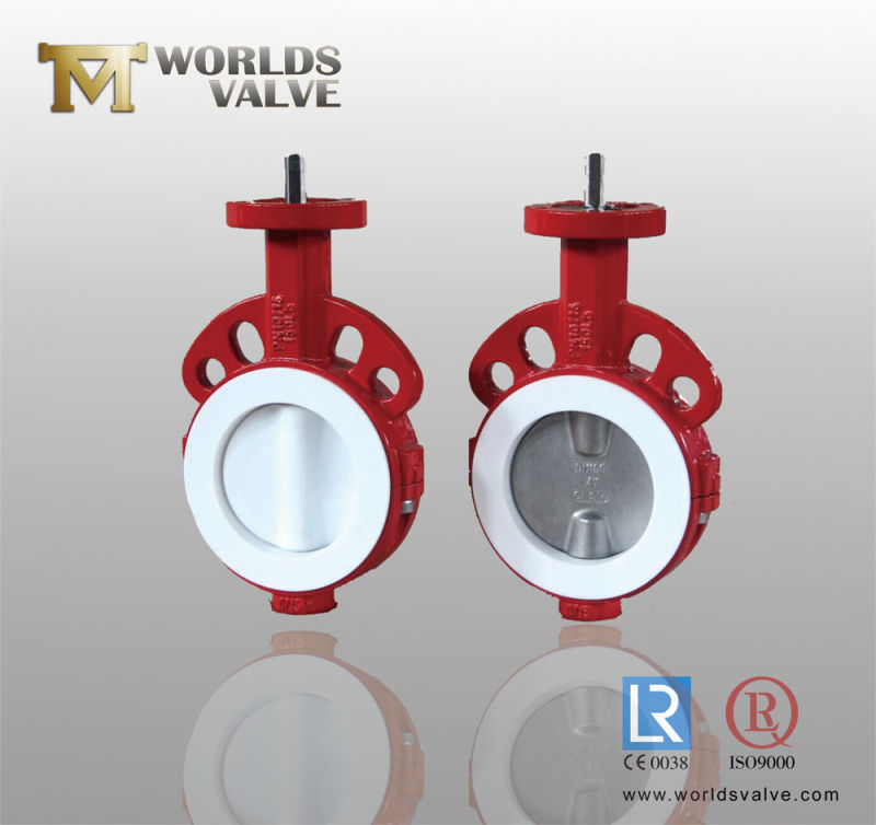 All PTFE/PFA Lining Wafer/Lug/Flange Butterfly Valve with CE ISO Approved