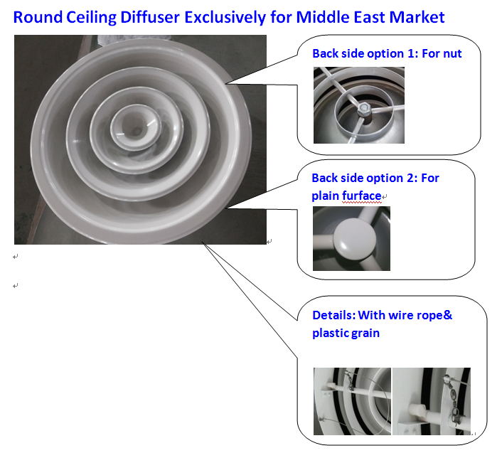 Round Ceiling Diffuser with Plastic Damper HVAC Air Diffuser