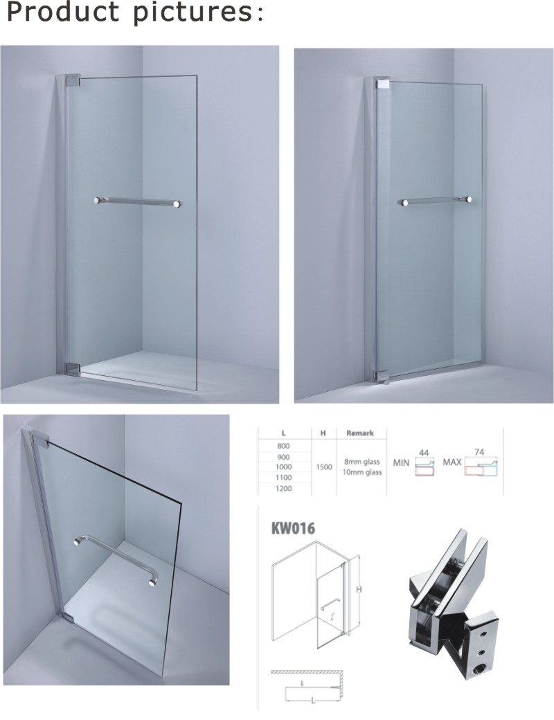 Reversible Designed of 8mm/10mm Tempered Glass Bathtub Screen (A-KW016)