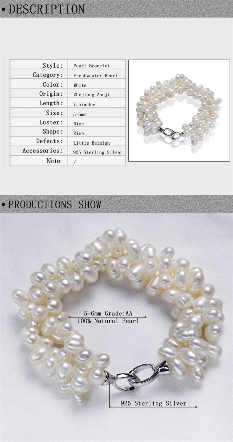 925 Sterling Silver Natural Pearl Bracelet for Sale