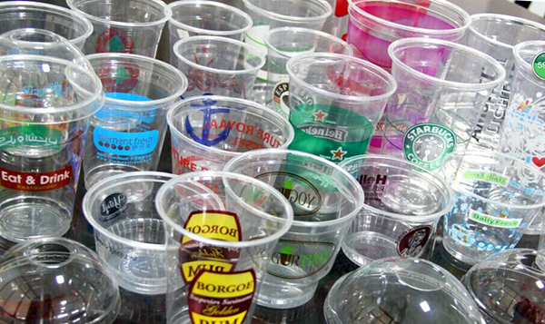 Disposable Pet Plastic Cup with Flat Lid Dome Cover