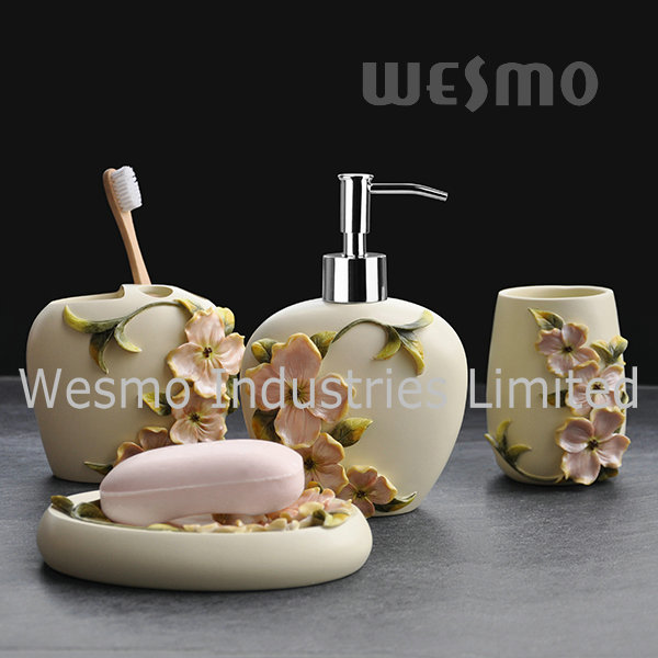 Flowery Polyresin Bathroom Set (WBP1065A)