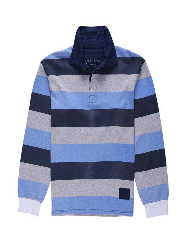 Long Sleeves Stripe Yarn Dyed Polo Shirt