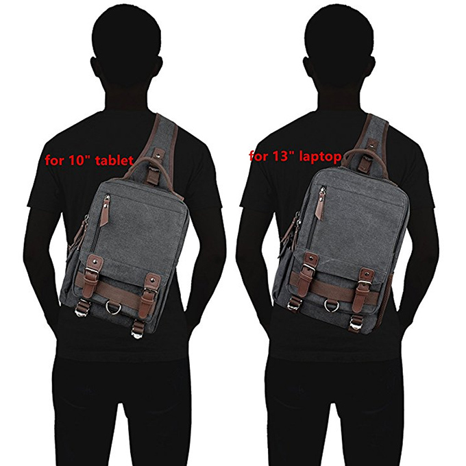 Casual Canvas Unbalance Backpack Crossbody Sling Bag Shoulder Bag Chest Bag for Men