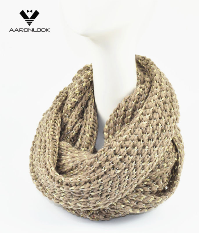 Latest Trendy Knitted Neck Warmer with Shiny Tape Yarn