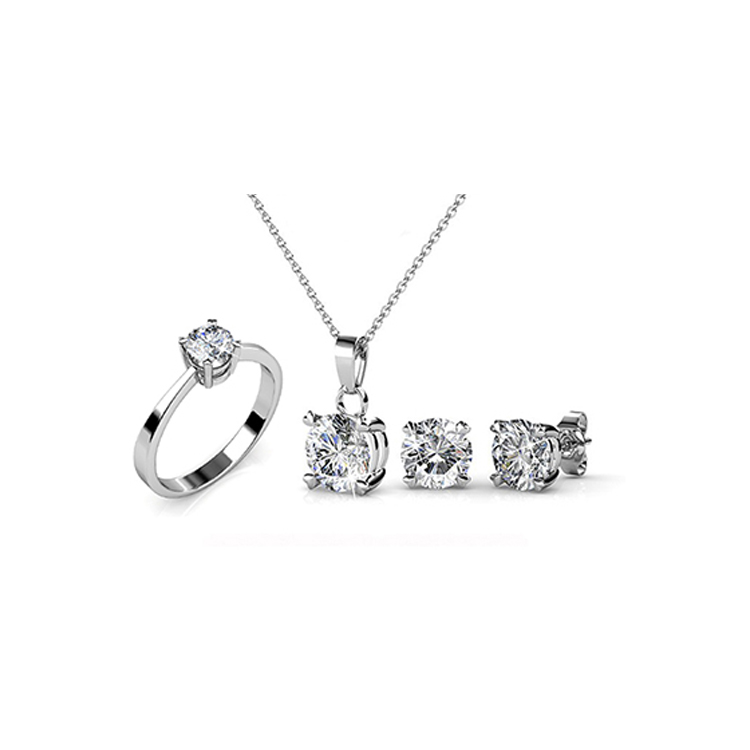 Destiny Jewellery Crystal From Swarovski Simple Set Pendant Ring and Earrings