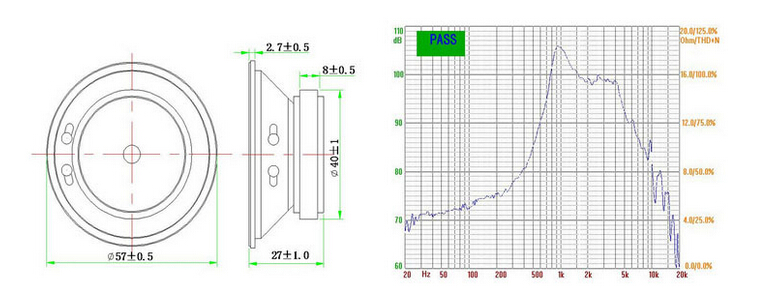 High Quality Micro Speaker 57mm 8ohm 0.5W Speaker Loud Speaker