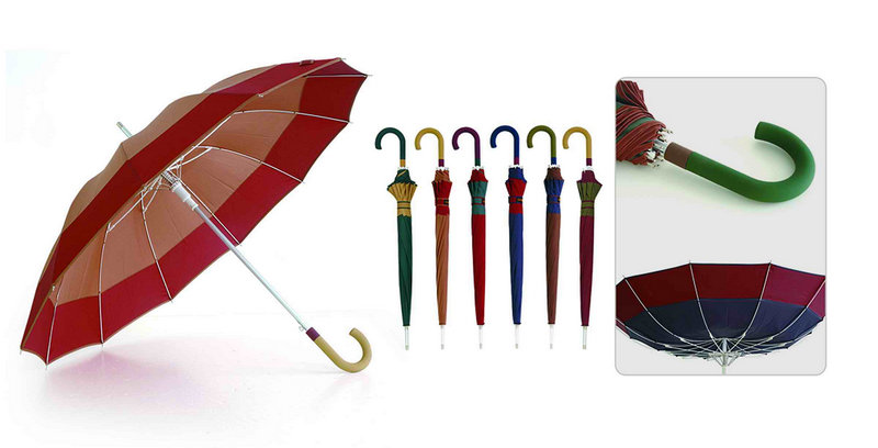 12 Ribs Windproof Fiberglass Wooden Shaft Border Umbrella (YS-SM25123517R)