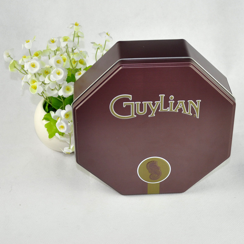 Custom Metal Chocolate Packaging Tin Box with Octagonal Shape