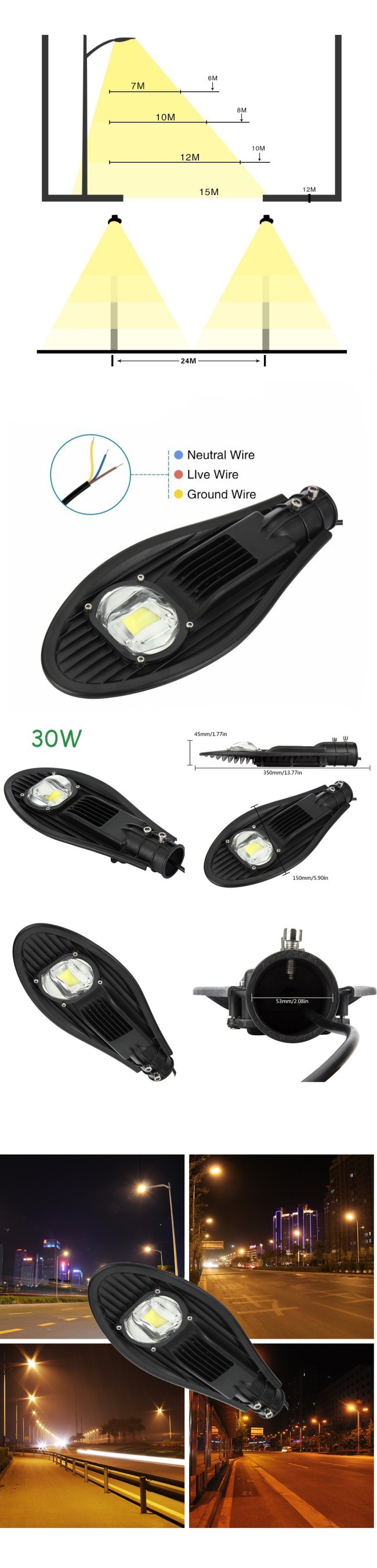 Ce RoHS 30W Solar LED Street Lamp Bridgelux Epistar Chip Waterproof