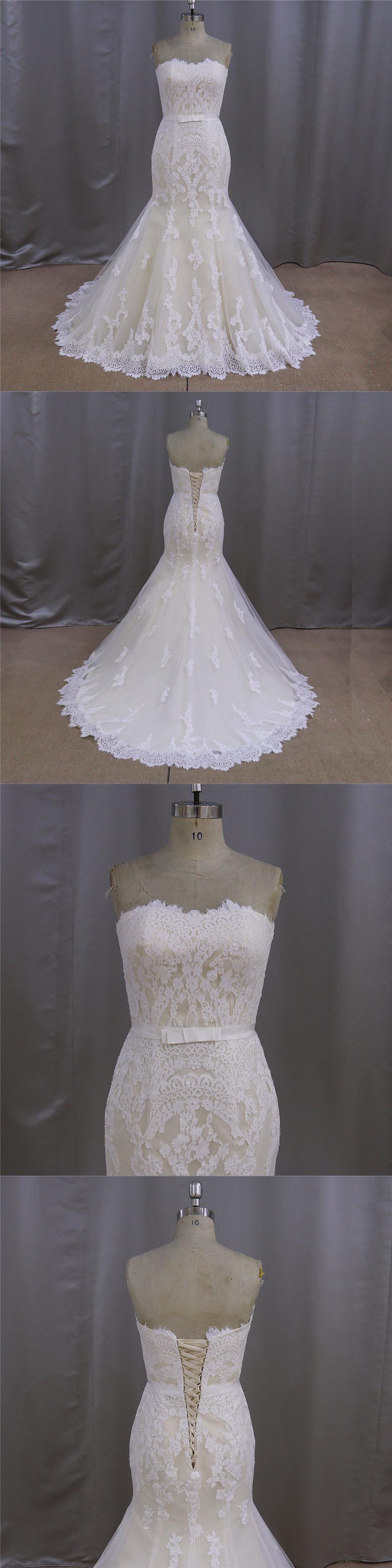 2016 China New Lace Strapless Fishtail Wedding Dress