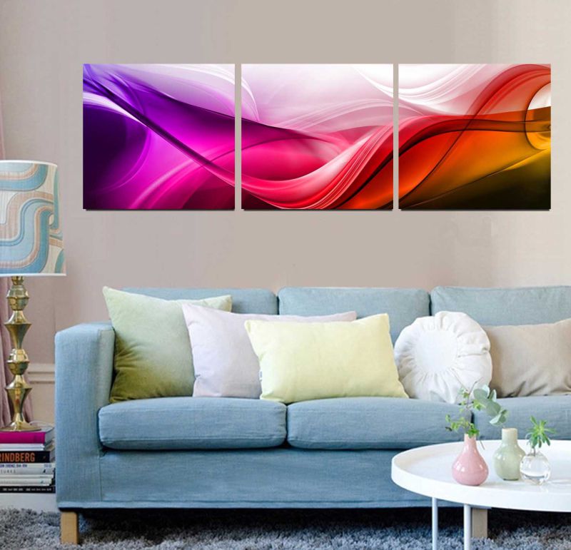 Odern Home Decor Abstract Oil Painting The Colorful Wave Wind Printed Picture on The Wall for Living Room Mc-257