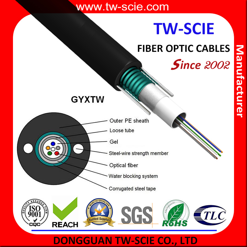 8core Multi Tube Armoured Duct & Aerial GYXTW HDPE Pipe for Fiber Optic Cable