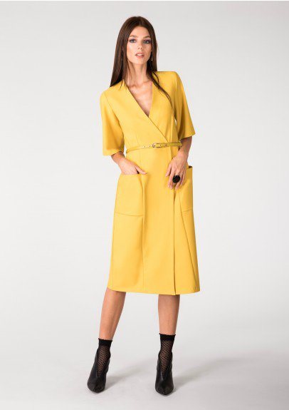 Mustard Closet Wrap Belted Dress