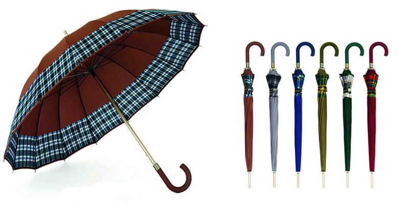 Check Border Solid Edge Windproof Fold Umbrella (YS-3FM21083406R)