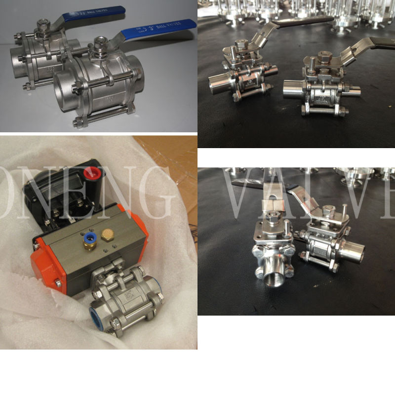 Stainless Steel Sanitary Pneumatic Three Way Ball Valve with Limit Switch (JN-BLV2002)