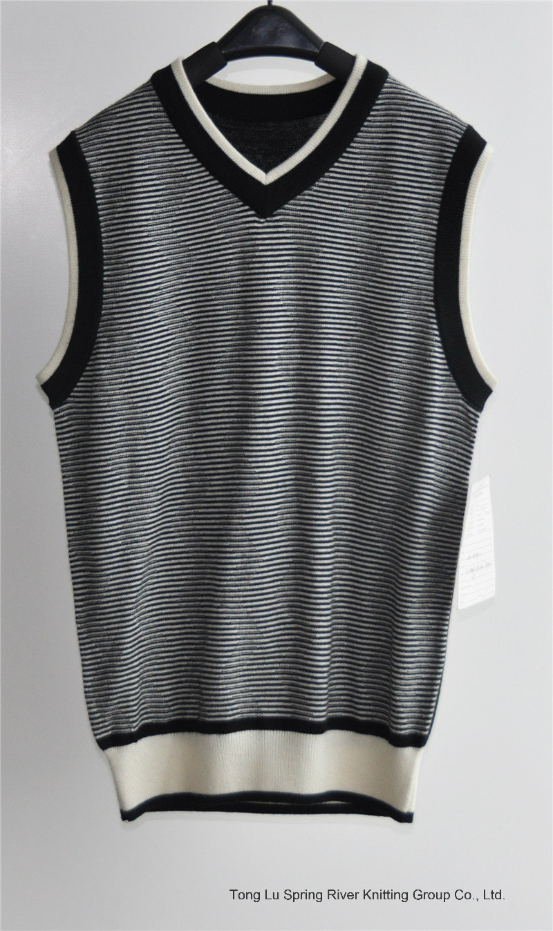 V-Neck Summer Striped Sleeveless Men Sweater