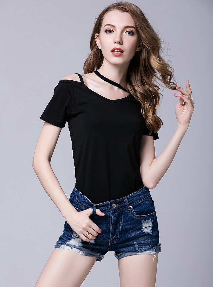 2017 T Shirt Wholesale China Custom T-Shirt Women Short Sleeve Blank Distressed T Shirts