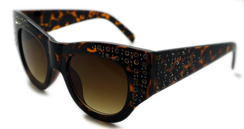 Plastic Ladies Special Shaped Sunglasses with Rhinestone (WSP508363)