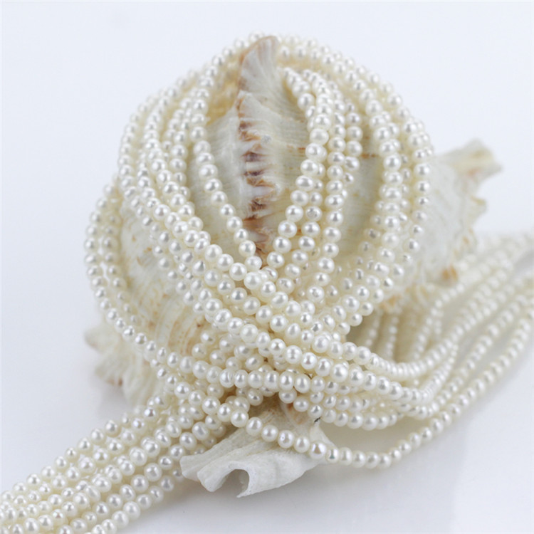 Small Seed 3mm Cheap Semi Round Natural Freshwater Pearl Strand