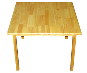 Wooden Square Table Made of Solid Rubber Wood