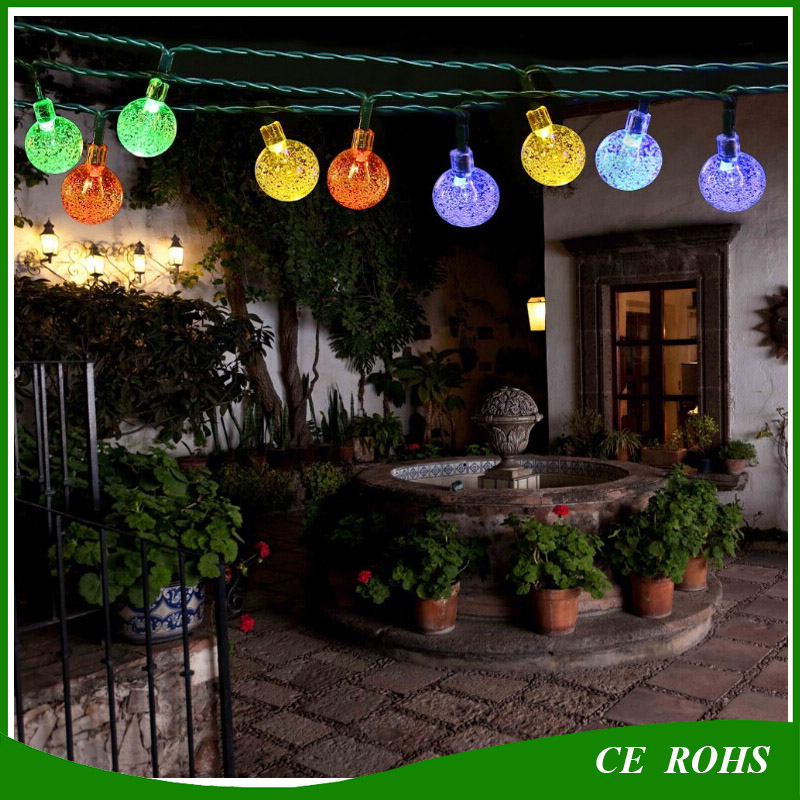 Decorative Solar Lawn Lights Colorful Outdoor 50 LED Colorful Bubble Solar String Light for Christmas Party Wedding