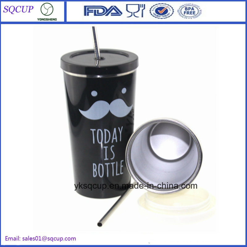 Factory Price Double Wall Stainless Steel Starbucks Travel Mug or Tumbler with Straw, Coffee Thermos Tumbler with Metal Straw and Logo